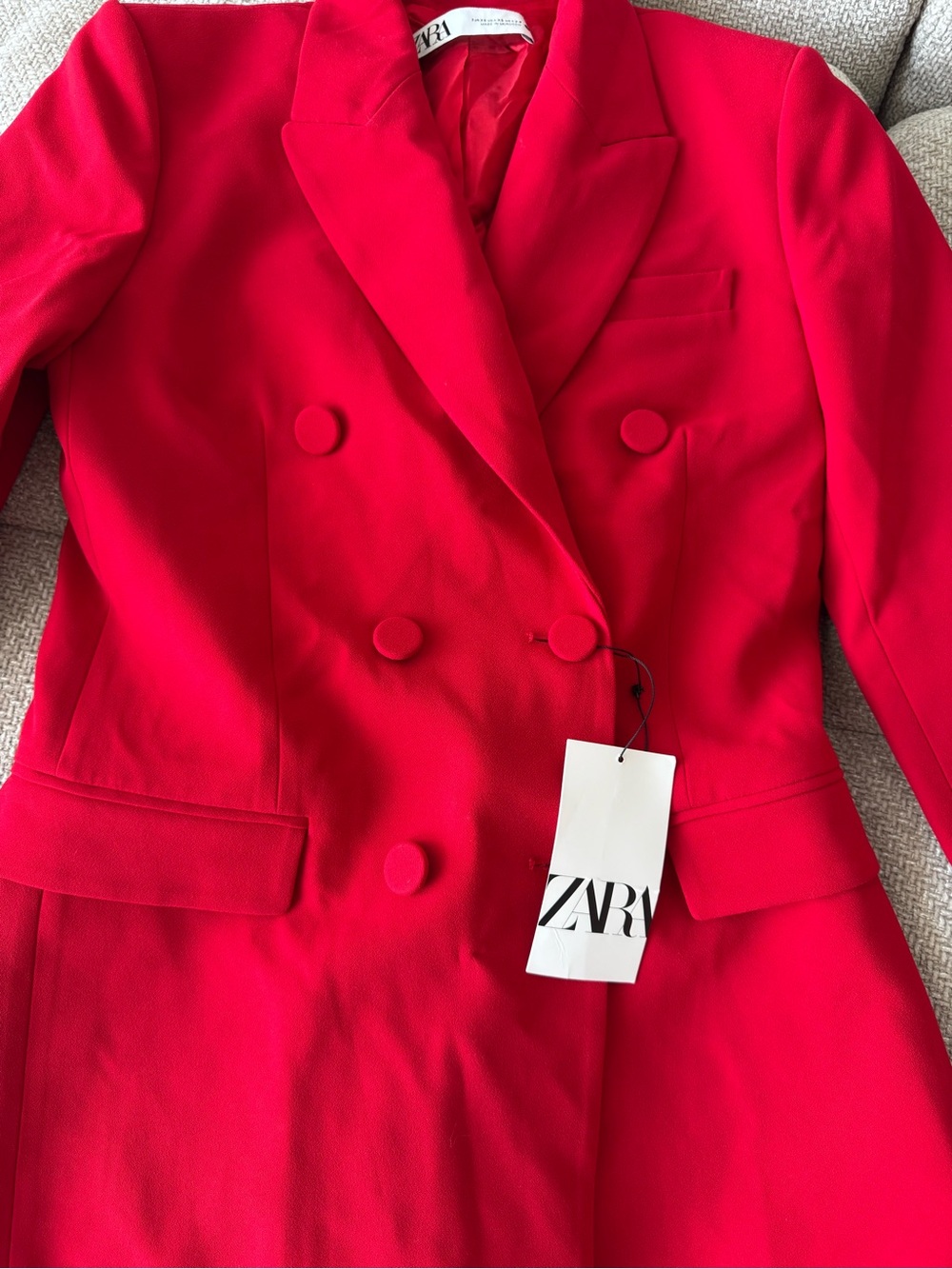 ZARA Red Double-Breasted Women's Blazer Jacket NWT - Picture 4 of 7